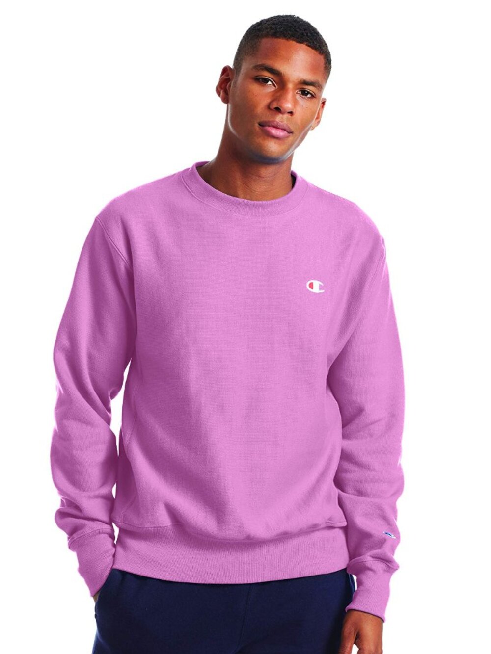Champion Men's Reverse Weave Crewneck Sweatshirt - Purple/Pink
